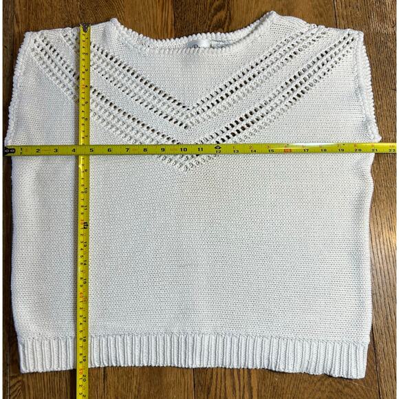 Vintage J J Brown Cotton Ramie Sweater Vest Ivory Sz L Runs Small 80’s - Picture 3 of 6